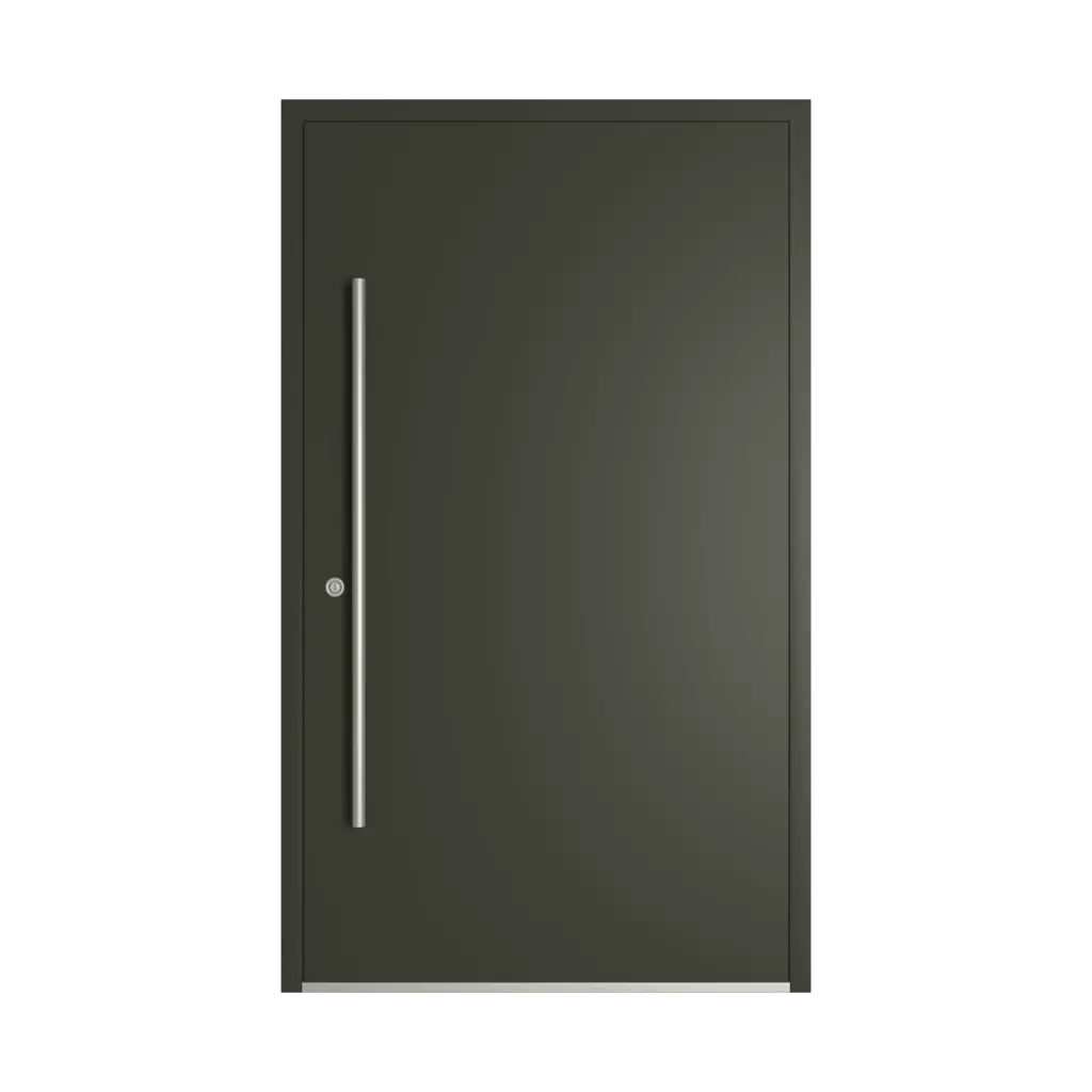 RAL 6008 Brown green entry-doors models-of-door-fillings wood without-glazing