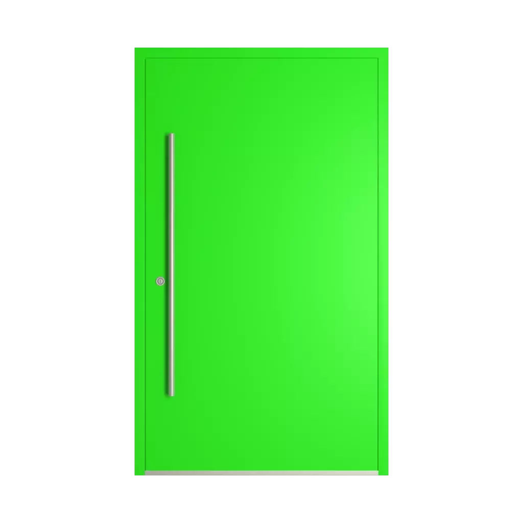 RAL 6037 Pure green entry-doors models-of-door-fillings wood without-glazing