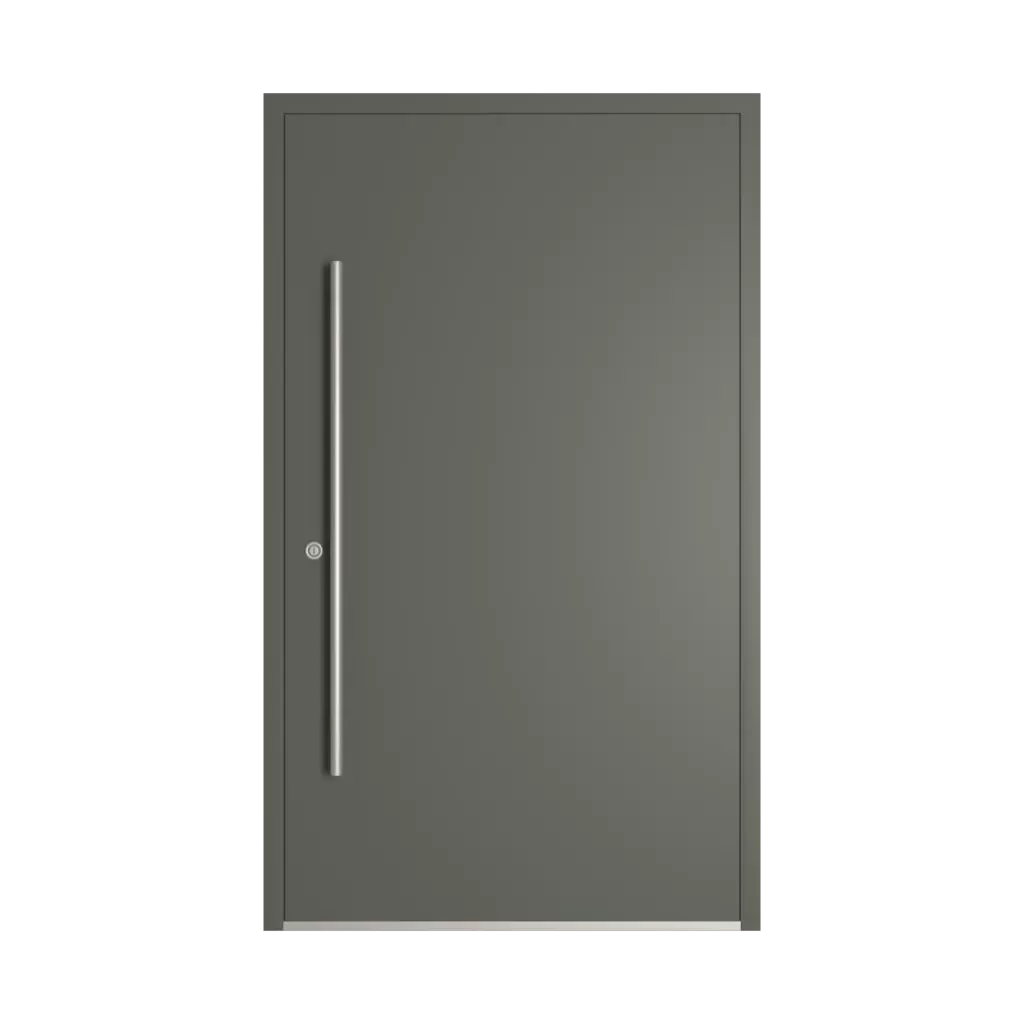 RAL 7009 Green grey entry-doors models-of-door-fillings wood without-glazing
