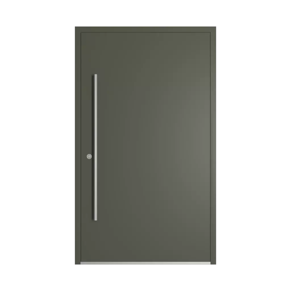RAL 7013 Brown grey entry-doors models-of-door-fillings aluminum glazed