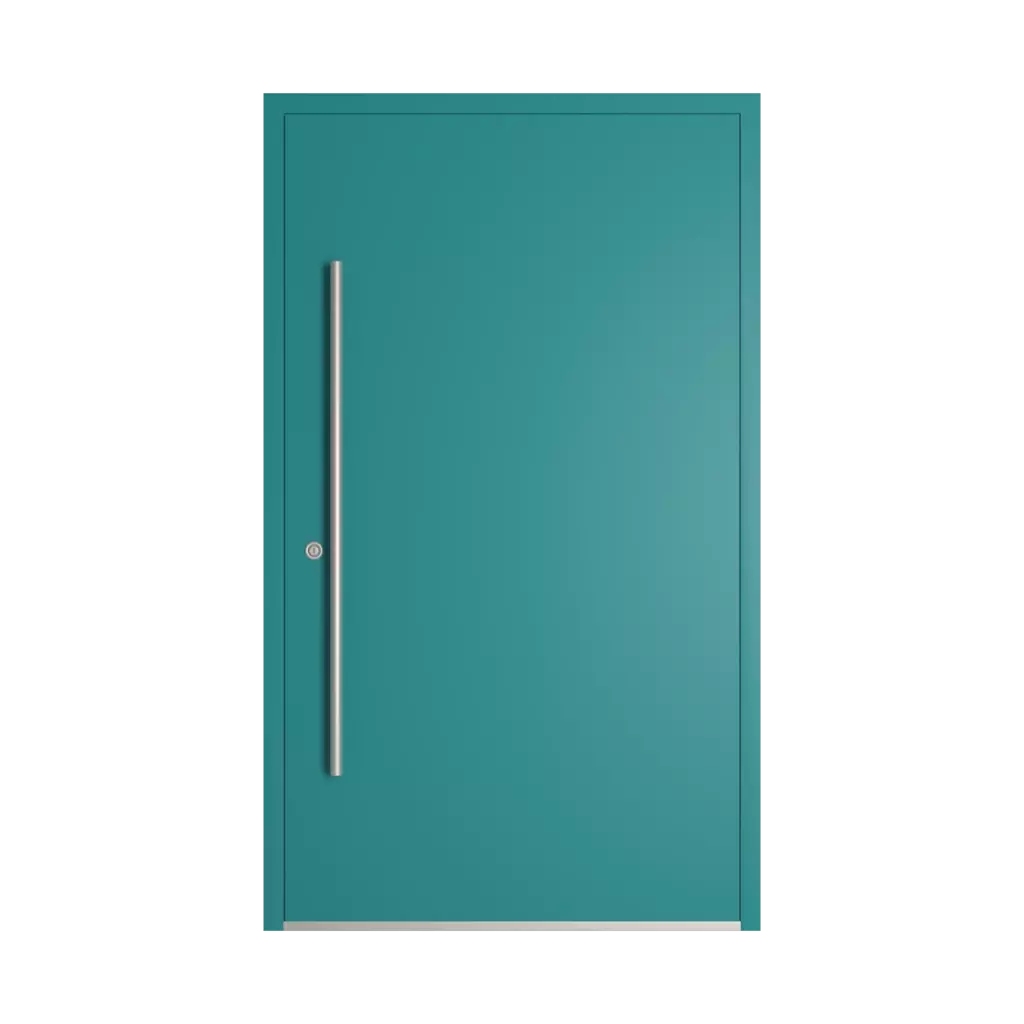 RAL 5018 Turquoise blue entry-doors models-of-door-fillings wood without-glazing