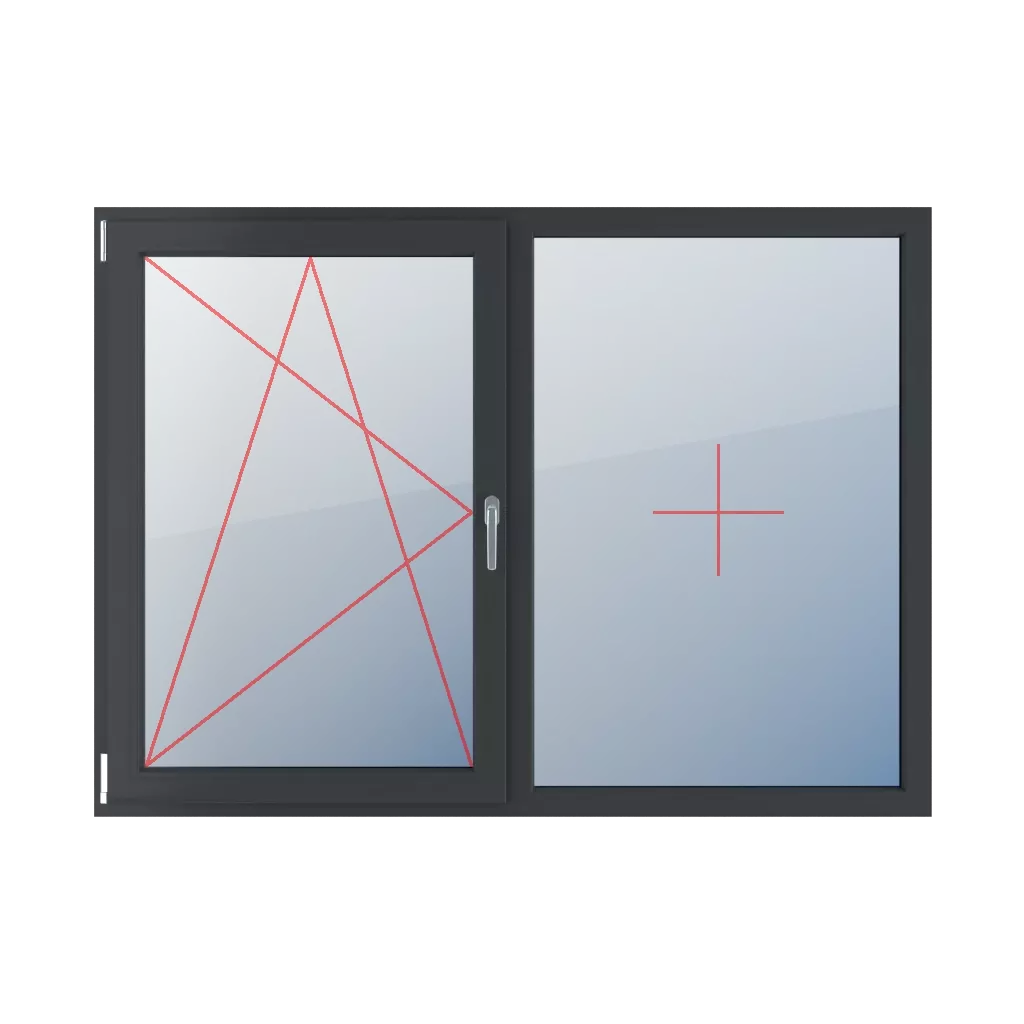 Tilt and turn left, fixed glazing in the frame windows window-types double-leaf symmetrical-division-horizontal-50-50  