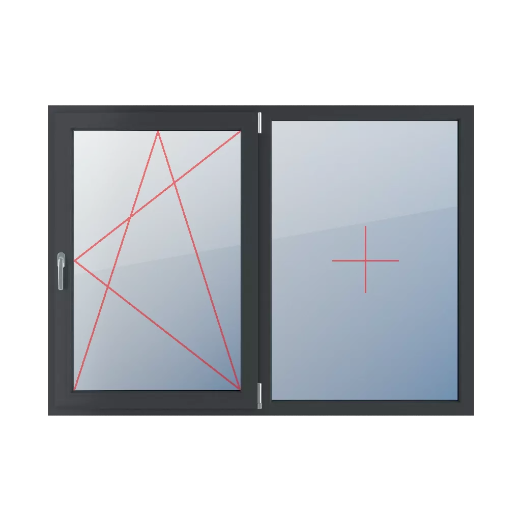 Tilt and turn right, fixed glazing in the frame windows window-types double-leaf symmetrical-division-horizontal-50-50  