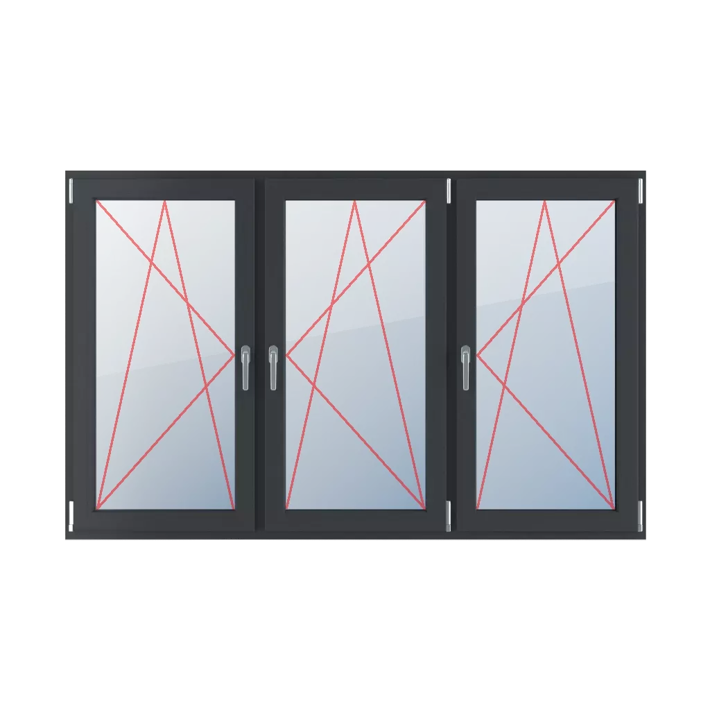 Tilt & turn left, right turn & tilt, right turn & tilt windows window-types triple-leaf symmetrical-division-horizontally-33-33-33  