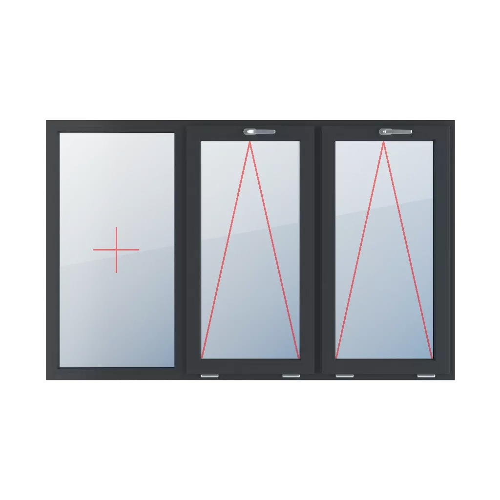 Fixed glazing in the frame, tiltable with a handle at the top, tiltable with a handle at the top windows window-types triple-leaf symmetrical-division-horizontally-33-33-33  