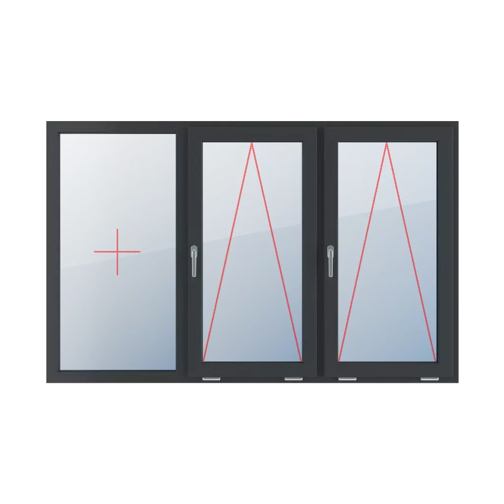 Fixed glazing in the frame, tiltable with a handle on the left side, tiltable with a handle on the left side windows window-types triple-leaf symmetrical-division-horizontally-33-33-33  