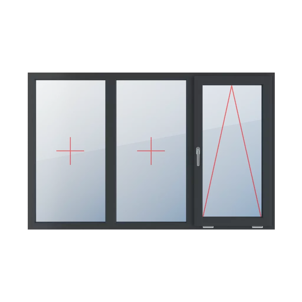 Permanent glazing in the frame, tiltable with a handle on the left side windows window-types triple-leaf symmetrical-division-horizontally-33-33-33  