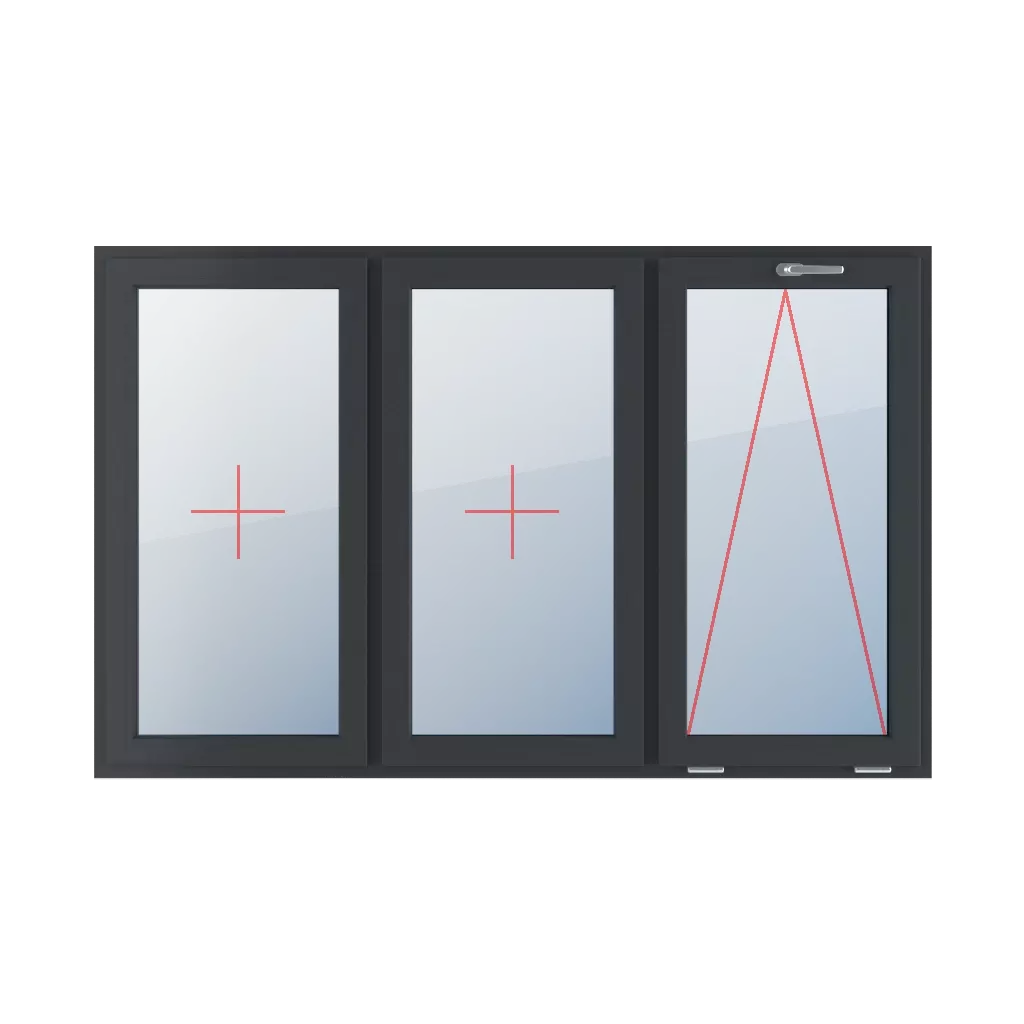 Permanent glazing in the wing, tiltable with a handle at the top windows window-types triple-leaf symmetrical-division-horizontally-33-33-33  