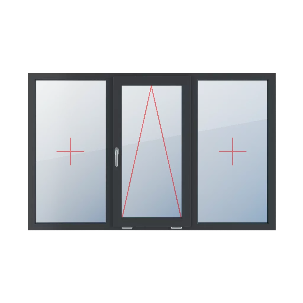 Fixed glazing in the frame, tiltable with a handle on the left side, fixed glazing in the frame windows window-types triple-leaf symmetrical-division-horizontally-33-33-33  