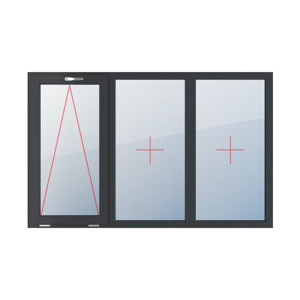 Tiltable with a handle at the top, fixed glazing in the frame, fixed glazing in the frame windows window-types triple-leaf symmetrical-division-horizontally-33-33-33  