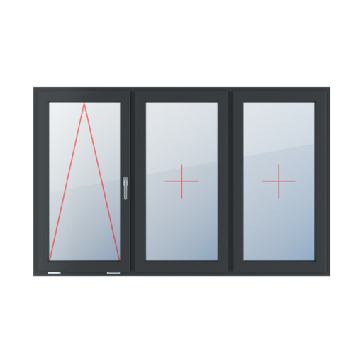 Tiltable with a handle on the right, fixed glazing in the frame, fixed glazing in the frame windows window-types triple-leaf symmetrical-division-horizontally-33-33-33  