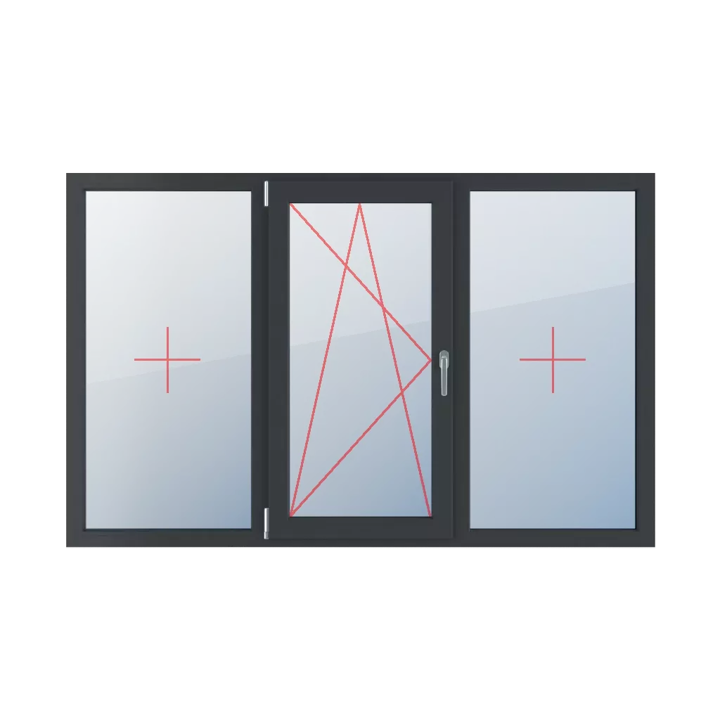 Fixed glazing in a frame, left-hand turn-tilt glazing, fixed glazing in a frame windows window-types triple-leaf symmetrical-division-horizontally-33-33-33  