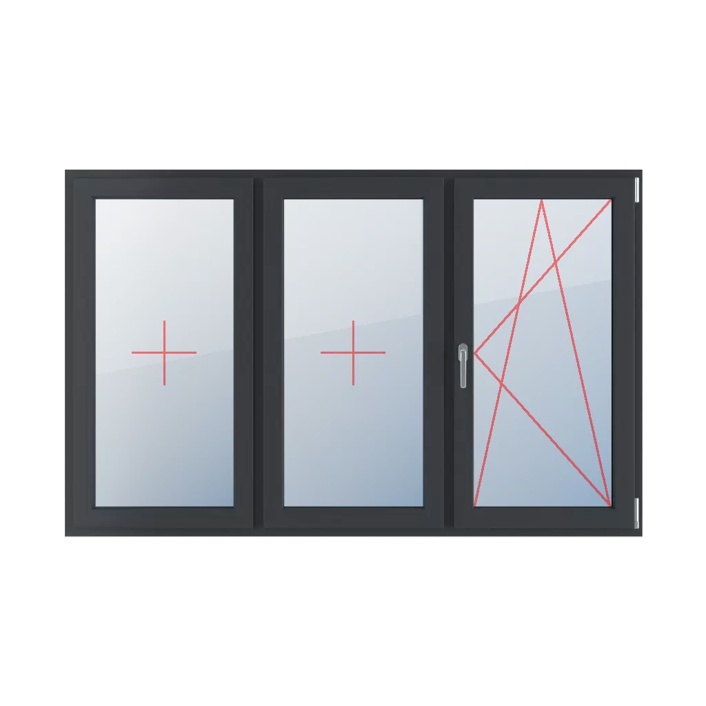 Permanent glazing in the wing, turn-tilt on the right windows window-types triple-leaf symmetrical-division-horizontally-33-33-33  