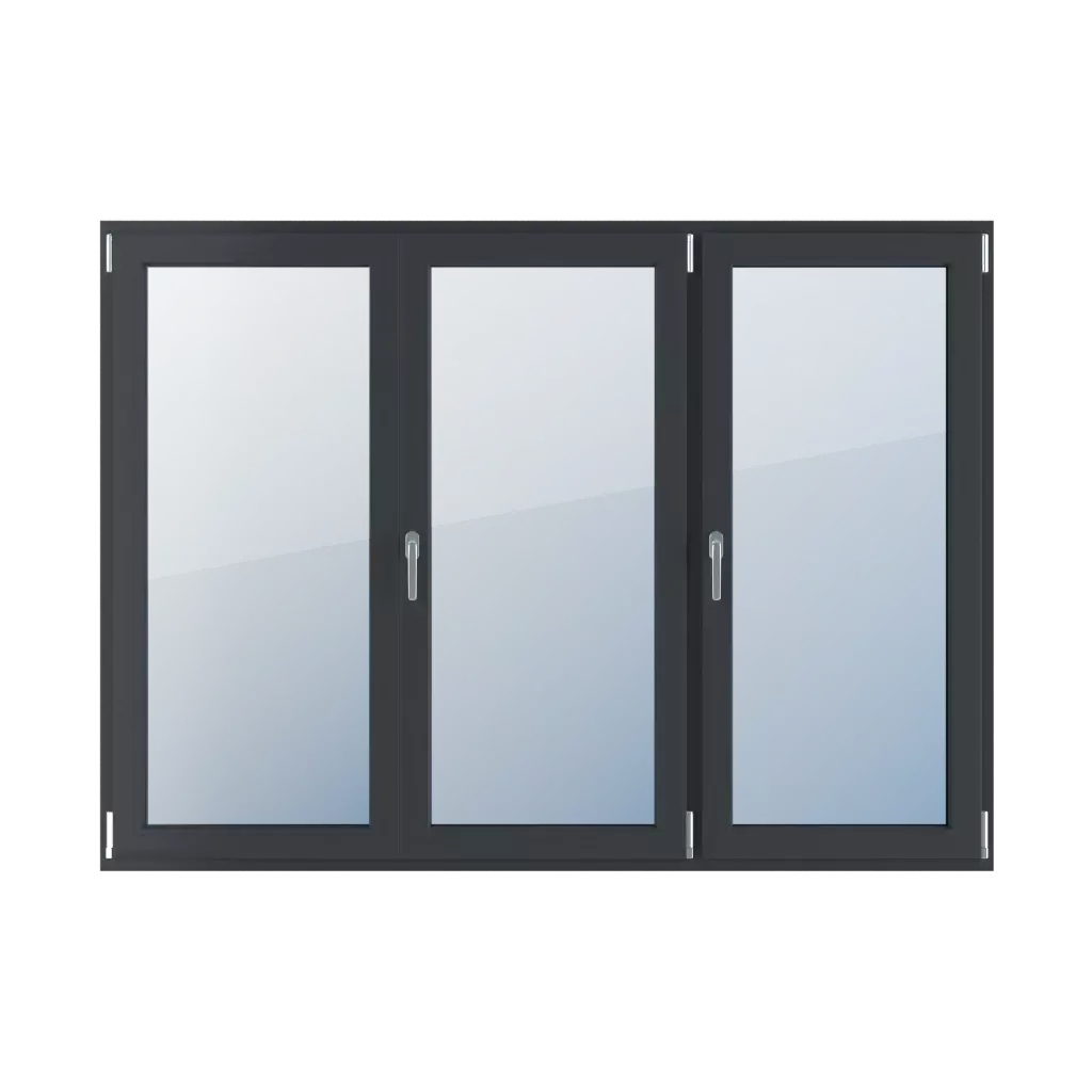 Horizontal symmetrical division 33-33-33 with a movable post windows window-types triple-leaf   