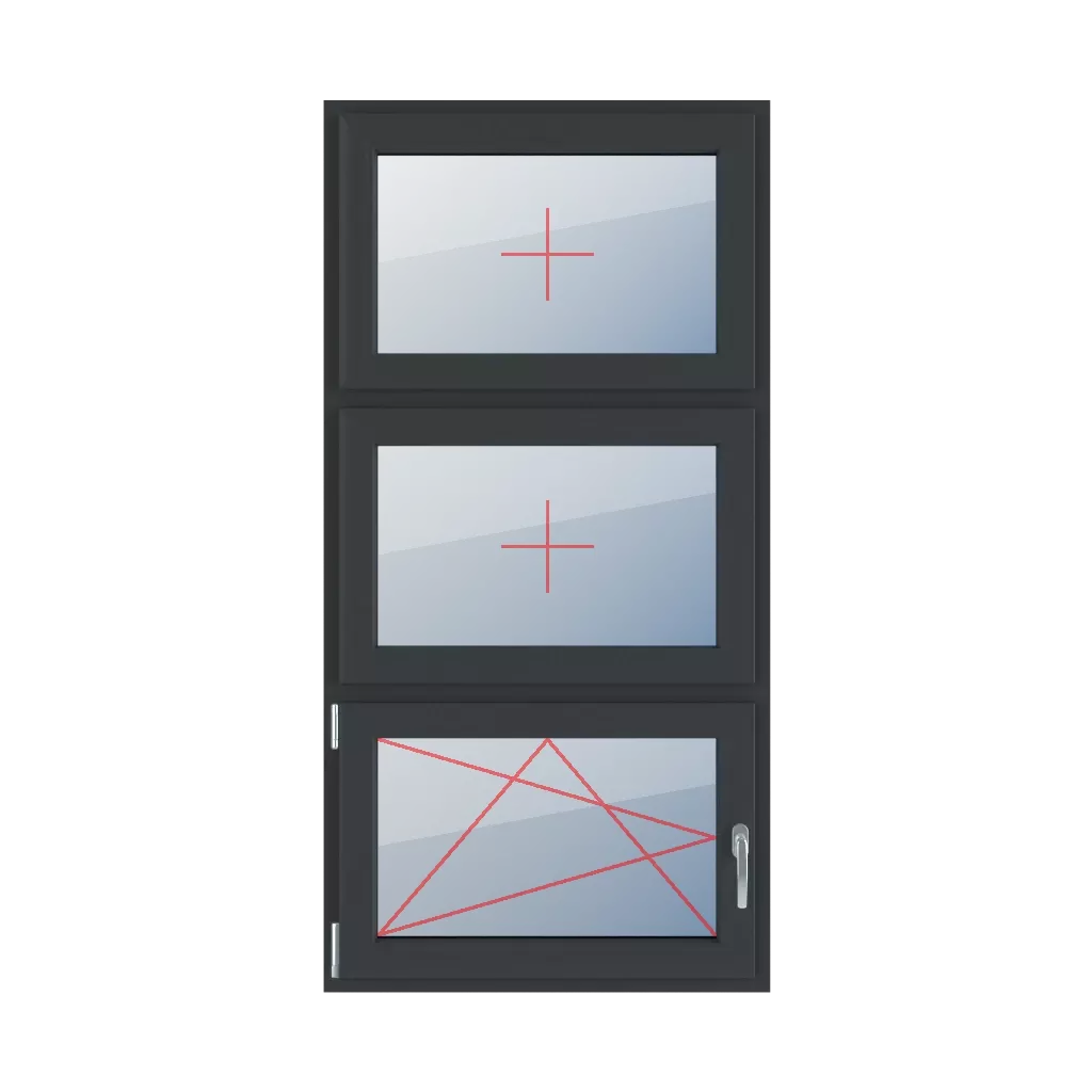 Permanent glazing in the wing, left-tilt and turn windows window-types triple-leaf vertical-symmetrical-division-33-33-33  