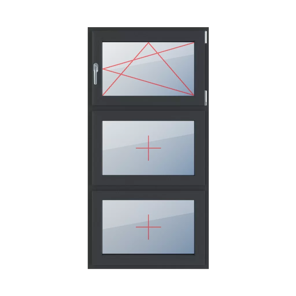 Tilt and turn right, fixed glazing in the sash windows window-types triple-leaf vertical-symmetrical-division-33-33-33  