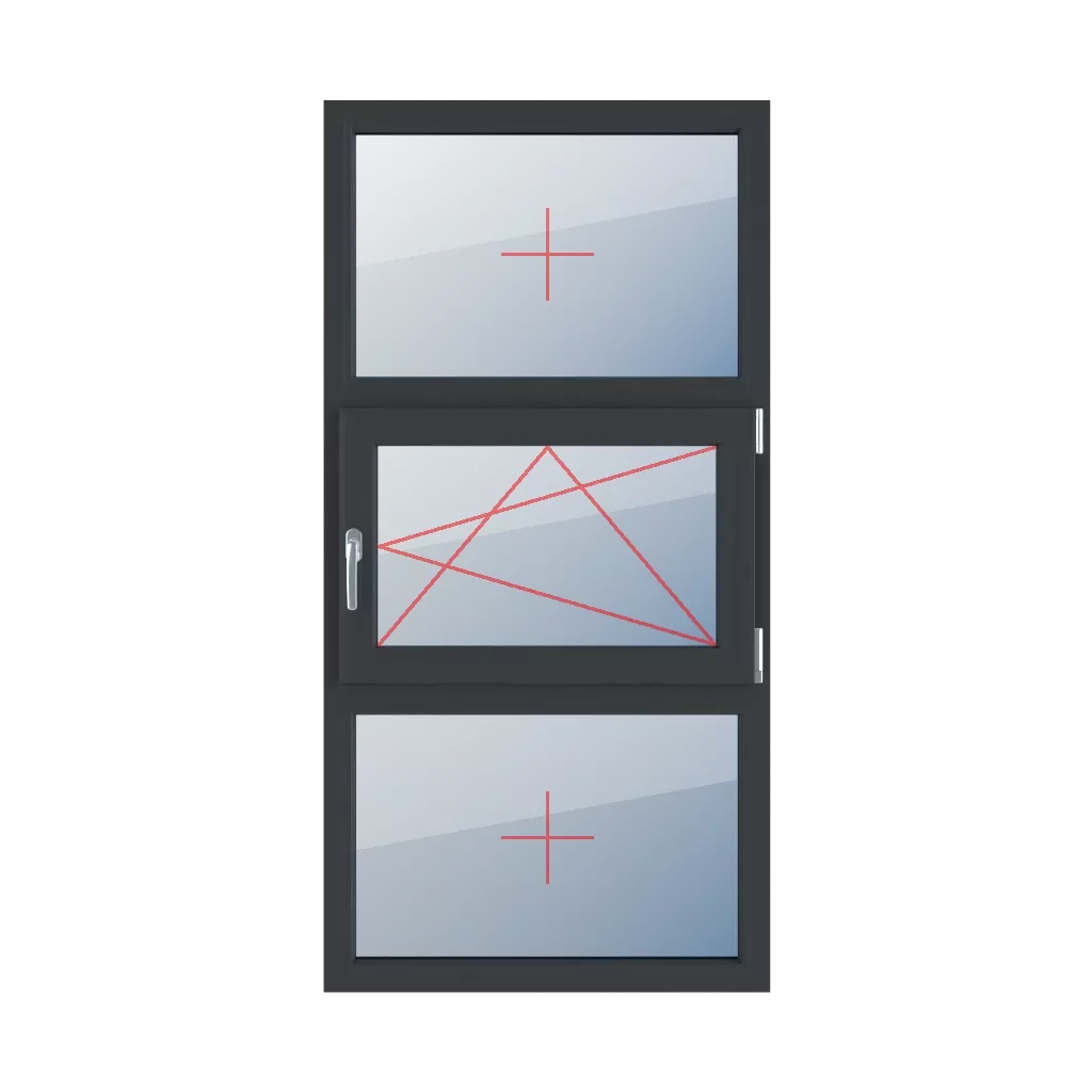 Fixed glazing in a frame, right-hand turn-tilt glazing, fixed glazing in a frame windows window-types triple-leaf vertical-symmetrical-division-33-33-33  