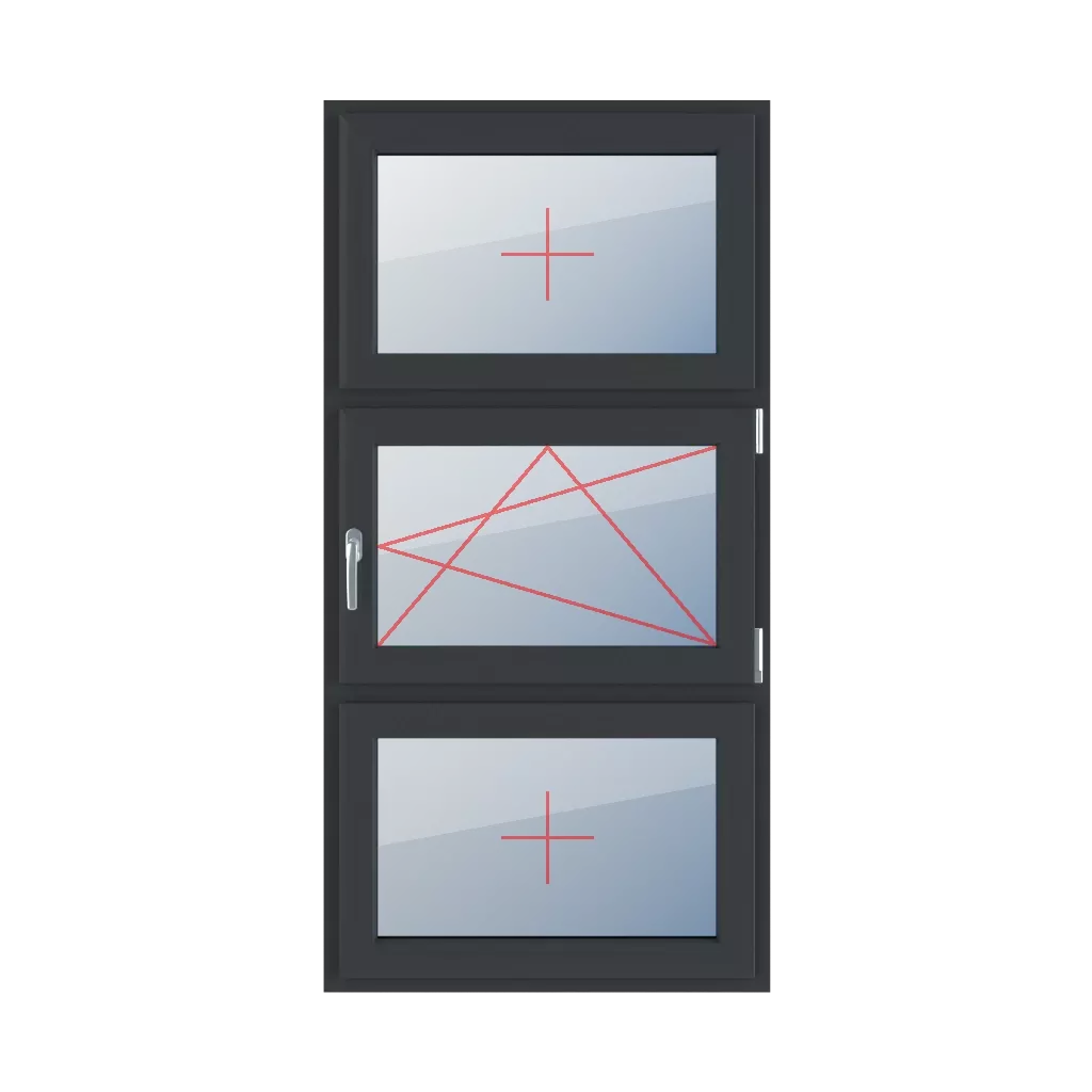 Fixed glazing in the leaf, right-hand turn-tilt glazing, fixed glazing in the leaf windows window-types triple-leaf vertical-symmetrical-division-33-33-33  