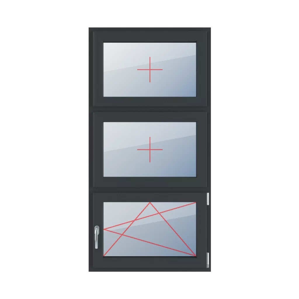 Permanent glazing in the wing, turn-tilt on the right windows window-types triple-leaf vertical-symmetrical-division-33-33-33  
