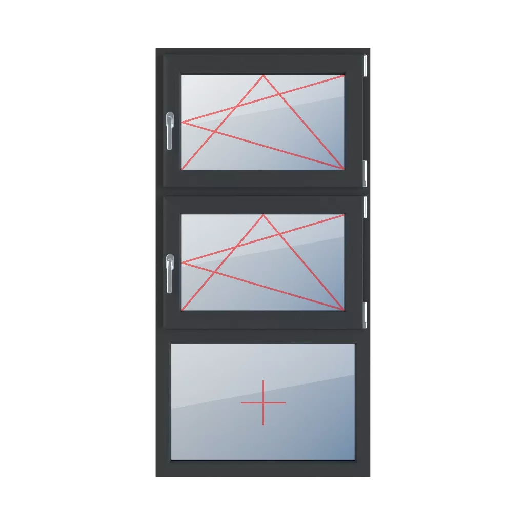 Turn-tilt right, turn-tilt right, fixed glazing in the frame windows window-types triple-leaf vertical-symmetrical-division-33-33-33  