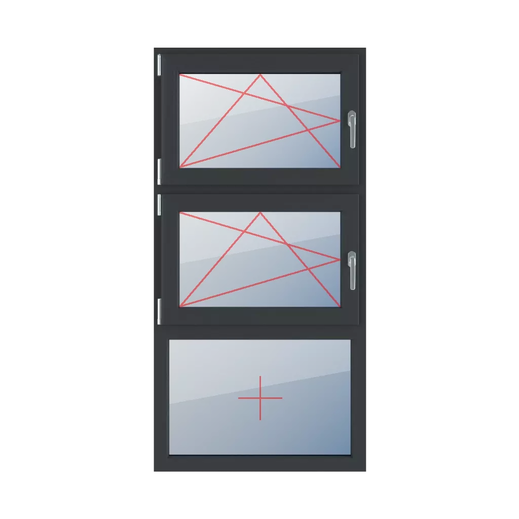 Left-hand turn-tilt, left-hand turn-tilt, fixed glazing in the frame windows window-types triple-leaf vertical-symmetrical-division-33-33-33  