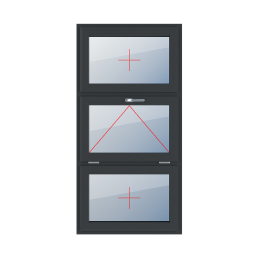 Fixed glazing in the wing, tiltable with a handle on the left side, fixed glazing in the wing windows window-types triple-leaf vertical-symmetrical-division-33-33-33  