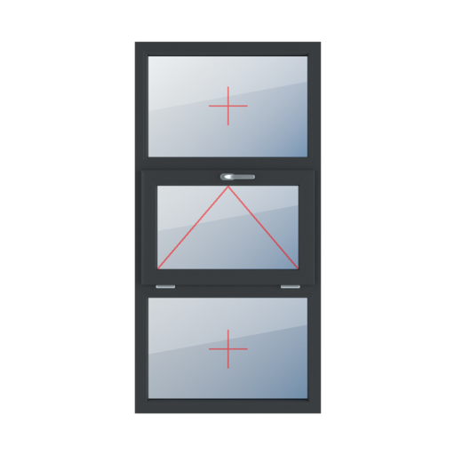 Fixed glazing in the frame, tiltable with a handle on the left side, fixed glazing in the frame windows window-types triple-leaf vertical-symmetrical-division-33-33-33  