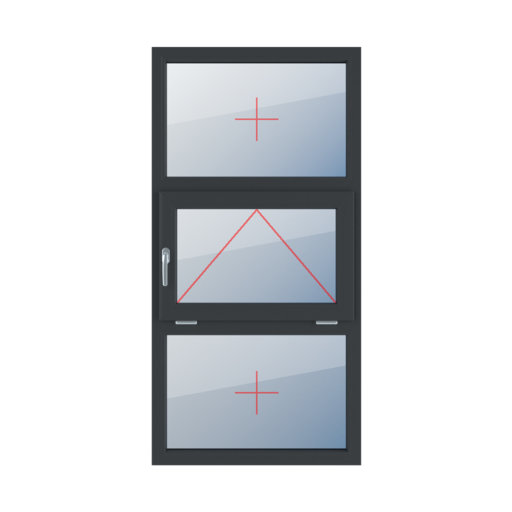 Fixed glazing in the frame, tiltable with a handle on the right, fixed glazing in the frame windows window-types triple-leaf vertical-symmetrical-division-33-33-33  