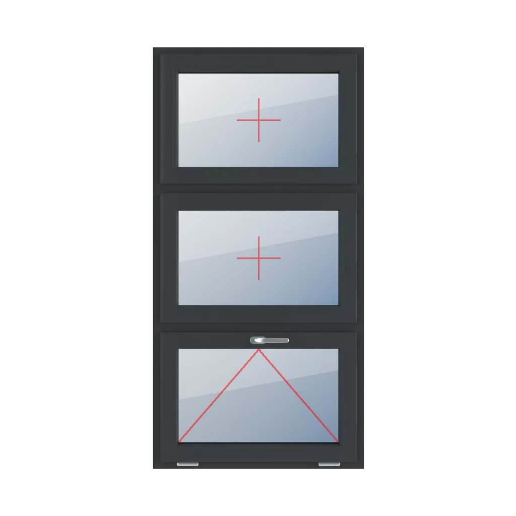 Permanent glazing in the wing, tiltable with a handle at the top windows window-types triple-leaf vertical-symmetrical-division-33-33-33  