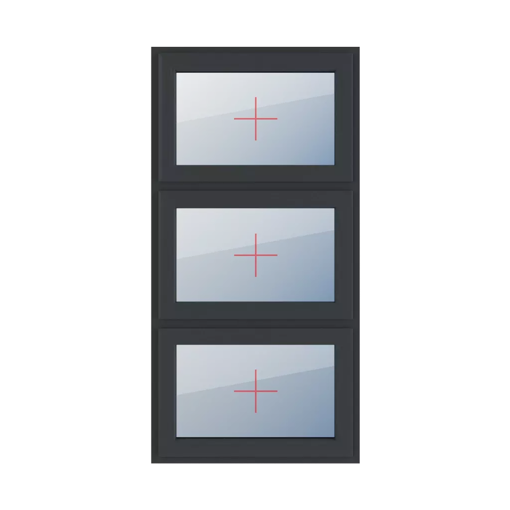 Permanent glazing in the leaf windows window-types triple-leaf vertical-symmetrical-division-33-33-33  