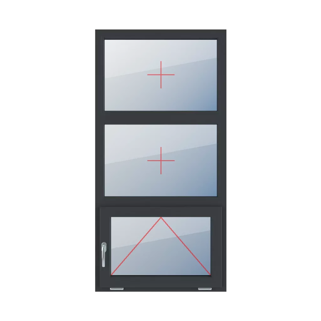 Permanent glazing in the frame, tiltable with a handle on the left side windows window-types triple-leaf vertical-symmetrical-division-33-33-33  