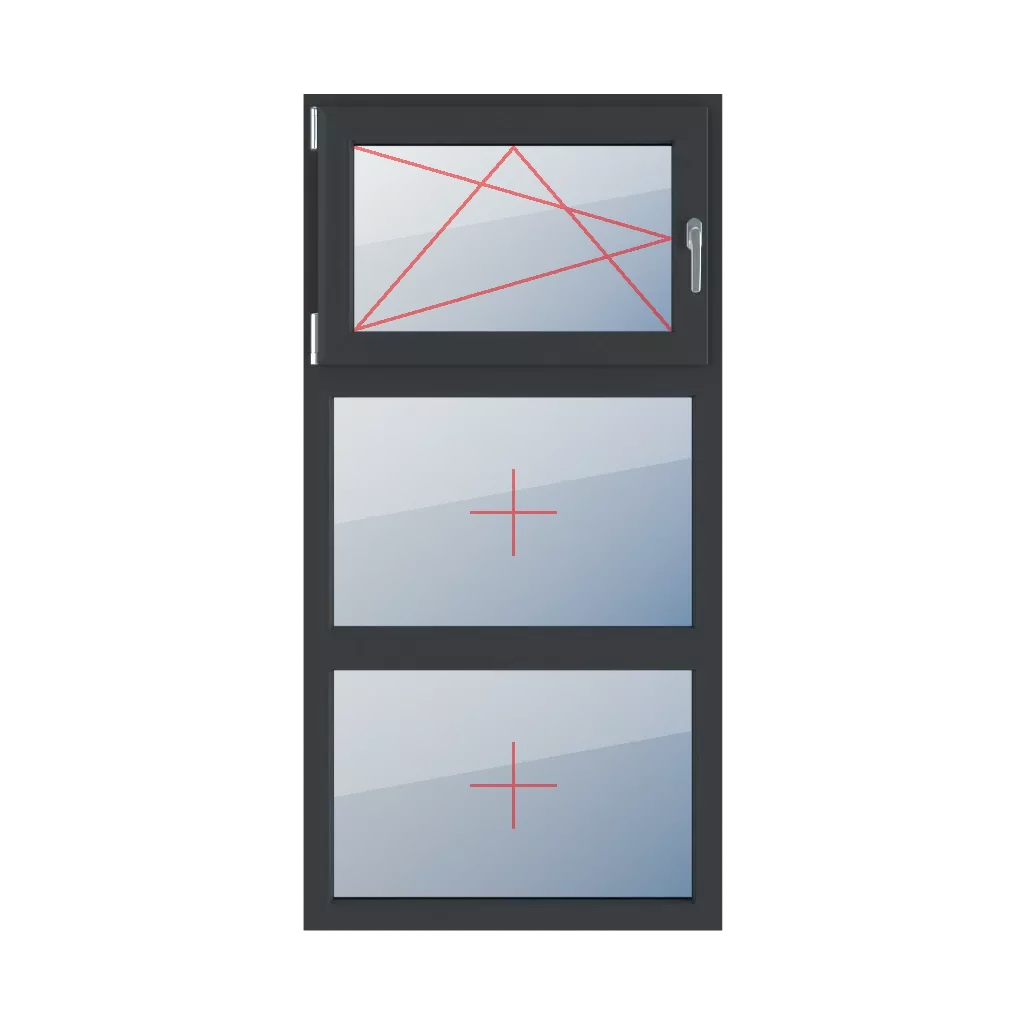Tilt and turn left, fixed glazing in the frame windows window-types triple-leaf vertical-symmetrical-division-33-33-33  
