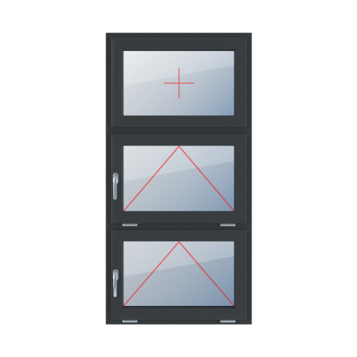 Fixed glazing in the wing, tiltable with a handle on the right side, tiltable with a handle on the right side windows window-types triple-leaf vertical-symmetrical-division-33-33-33  