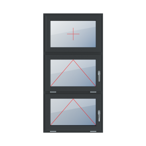 Fixed glazing in the frame, tiltable with a handle at the top, tiltable with a handle at the top windows window-types triple-leaf vertical-symmetrical-division-33-33-33  