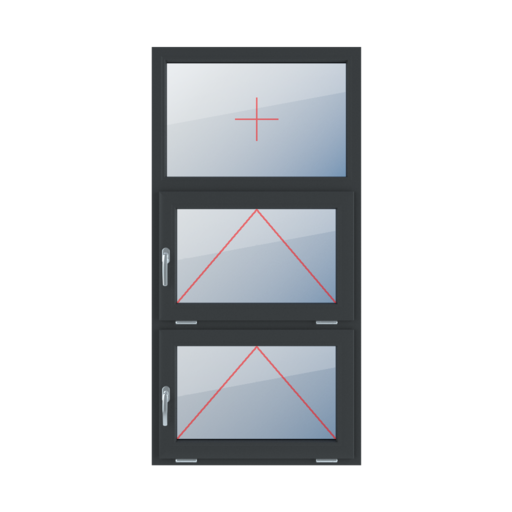 Fixed glazing in the frame, tiltable with a handle on the right side, tiltable with a handle on the right side windows window-types triple-leaf vertical-symmetrical-division-33-33-33  