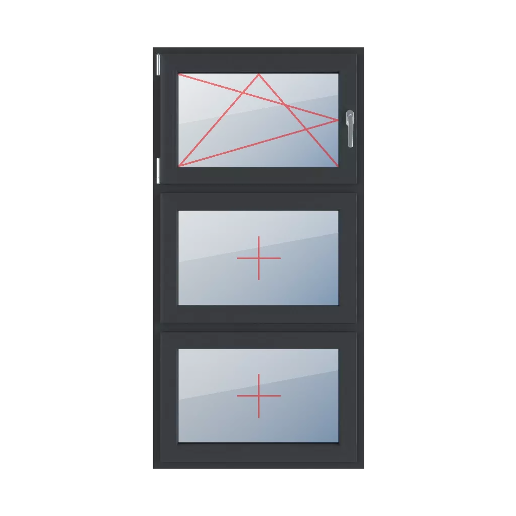 Tilt and turn left, fixed glazing in the wing windows window-types triple-leaf vertical-symmetrical-division-33-33-33  