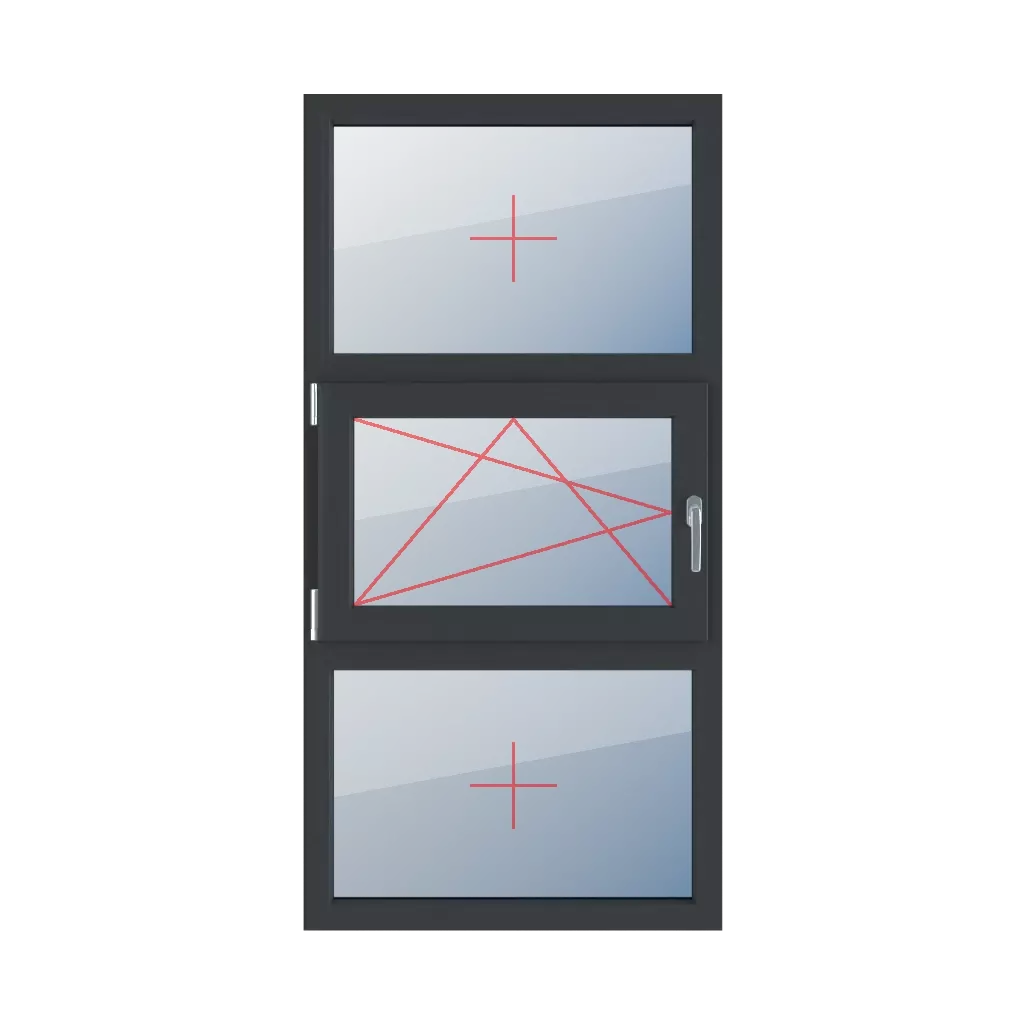 Fixed glazing in a frame, left-hand turn-tilt glazing, fixed glazing in a frame windows window-types triple-leaf vertical-symmetrical-division-33-33-33  