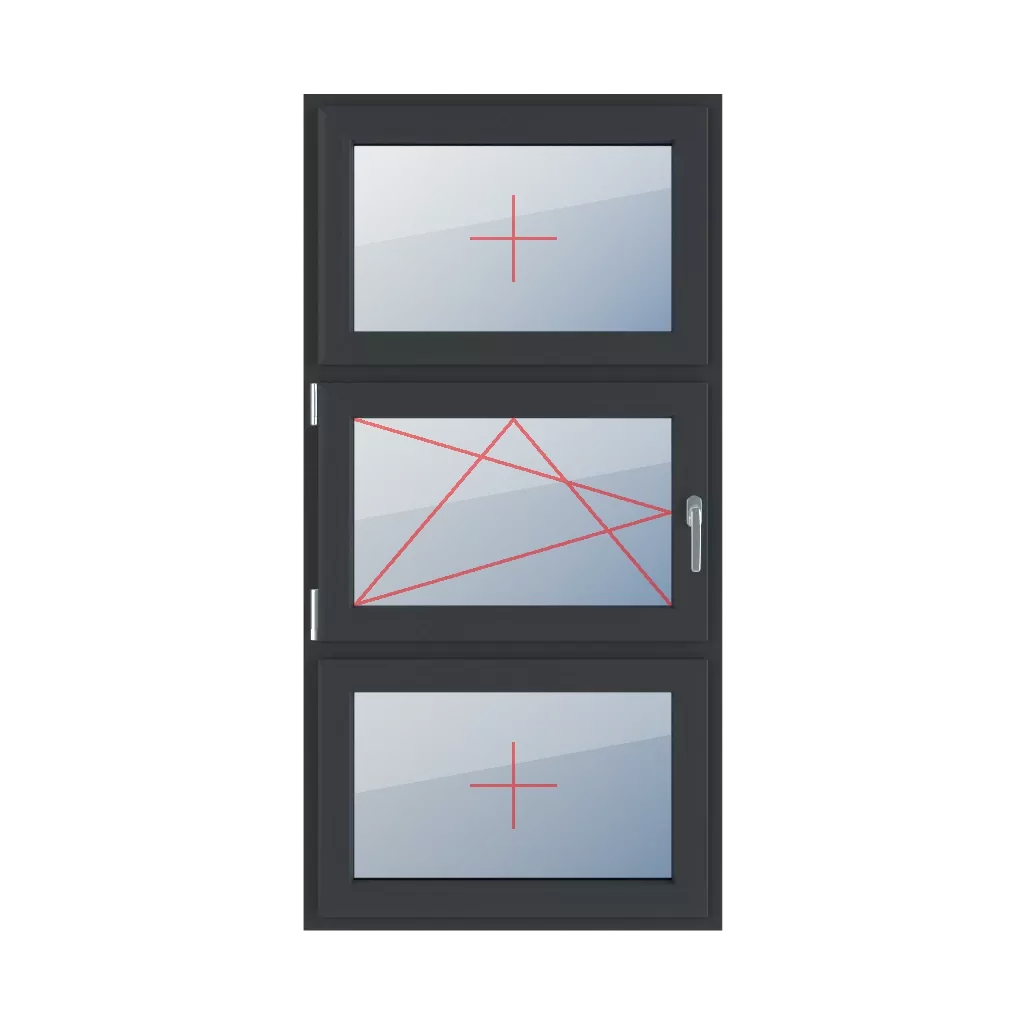 Fixed glazing in the wing, left-tilt and turn glazing, fixed glazing in the wing windows window-types triple-leaf vertical-symmetrical-division-33-33-33  