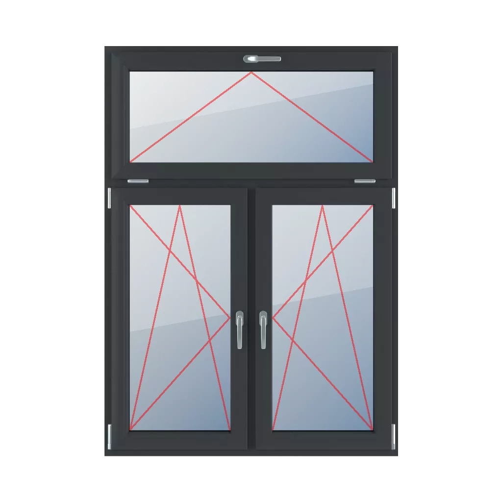 Tilt with a handle at the top, turn-tilt left, turn-tilt right windows window-types triple-leaf vertical-asymmetric-division-30-70  