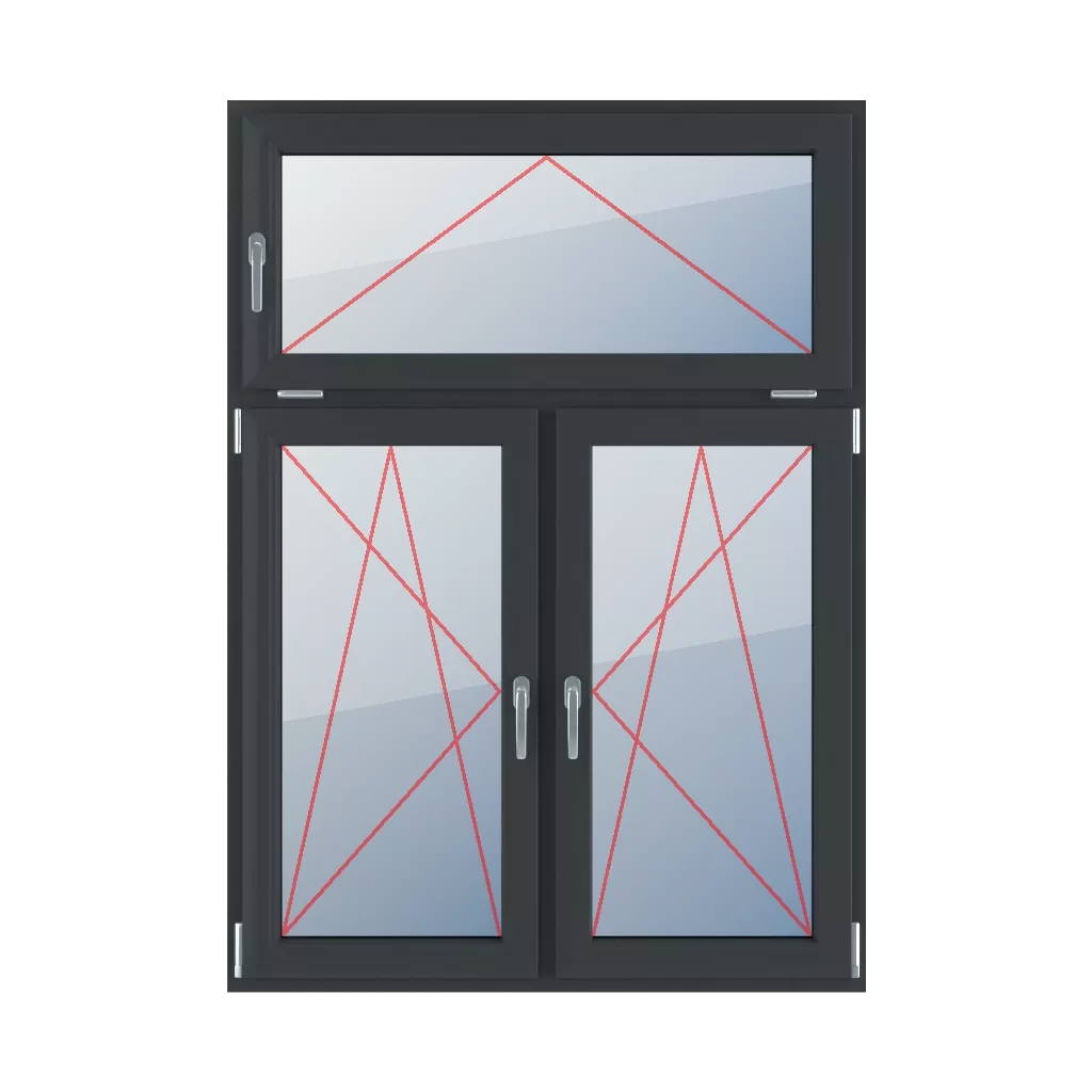 Tilt with a handle on the left, turn-tilt left, turn-tilt right windows window-types triple-leaf vertical-asymmetric-division-30-70  