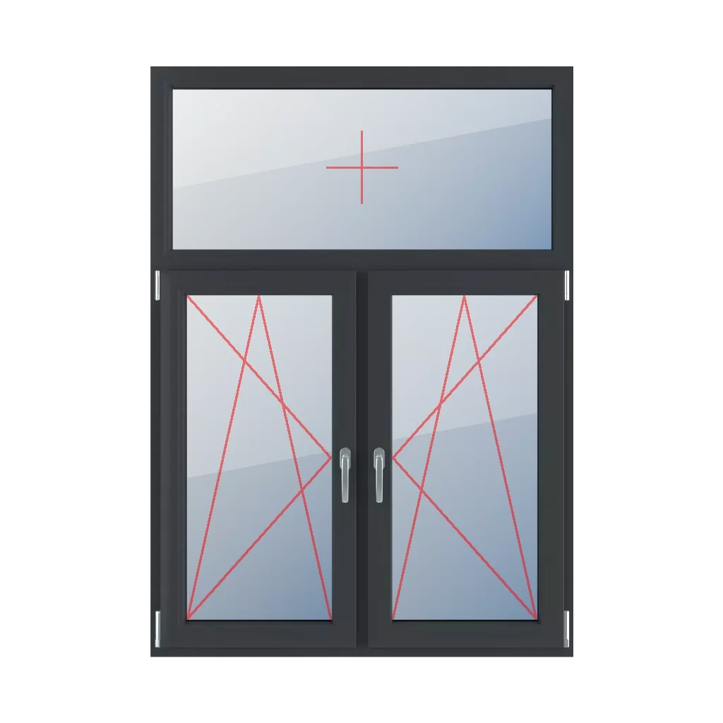 Fixed glazing in a frame, left-hand turn-tilt glazing, right-hand turn-tilt glazing windows window-types triple-leaf vertical-asymmetric-division-30-70  