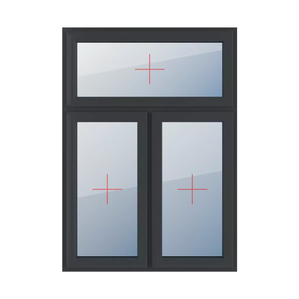 Permanent glazing in the leaf windows window-types triple-leaf vertical-asymmetric-division-30-70  