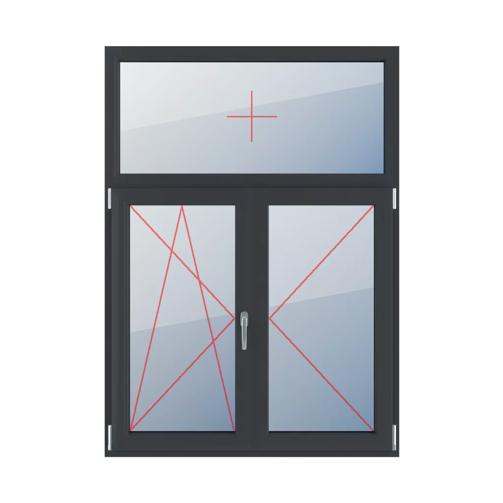 Fixed glazing in the frame, left-tilt and turn glazing, movable mullion, right-hand turn windows window-types triple-leaf asymmetrical-vertical-division-30-70-with-a-movable-post  