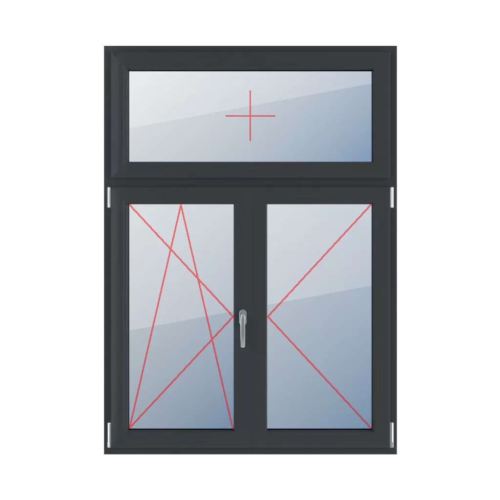 Fixed glazing in the wing, left-tilt and turn glazing, movable mullion, right-hand turn windows window-types triple-leaf asymmetrical-vertical-division-30-70-with-a-movable-post  