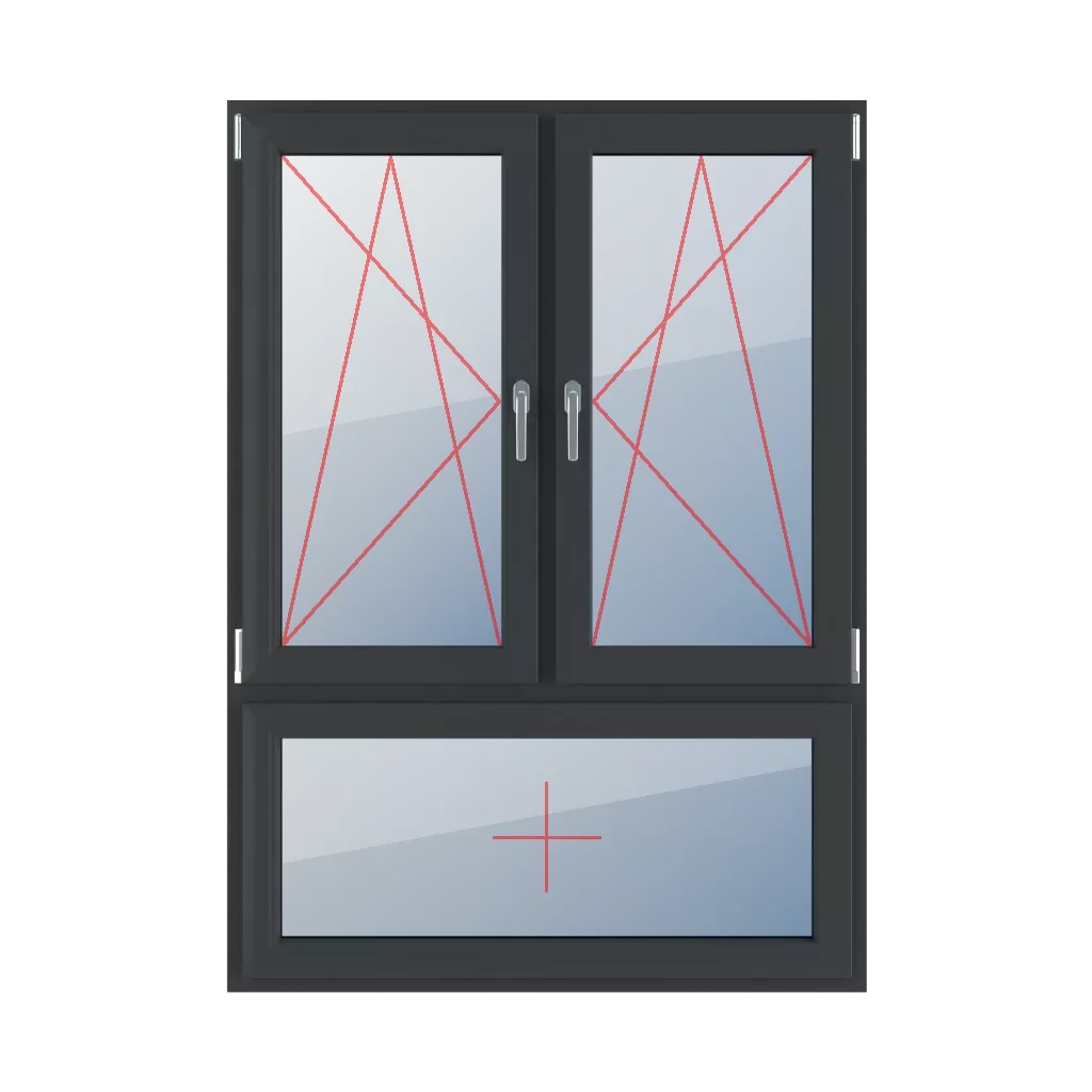 Left-hand turn-tilt, right-hand turn-tilt, fixed glazing in the leaf windows window-types triple-leaf vertical-asymmetric-division-70-30  