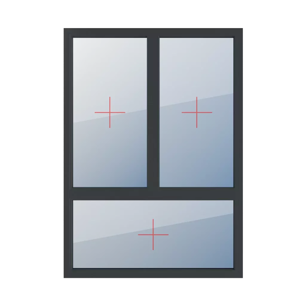 Permanent glazing in the frame windows window-types triple-leaf vertical-asymmetric-division-70-30  