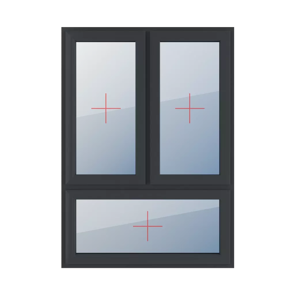 Permanent glazing in the leaf windows window-types triple-leaf vertical-asymmetric-division-70-30  