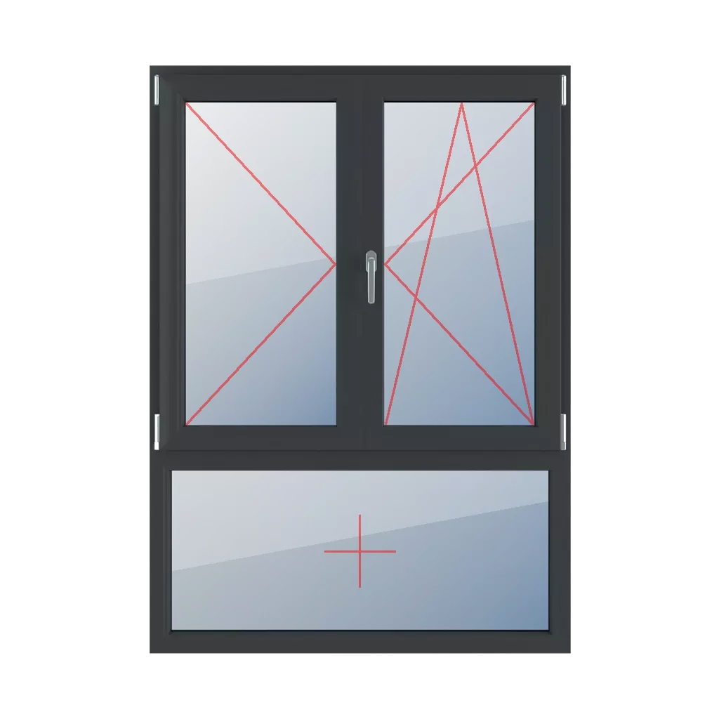 Left-hand side-hung, movable mullion, right-hand turn-tilt, fixed glazing in the frame windows window-types triple-leaf 70-30-asymmetrical-vertical-division-with-a-movable-post  