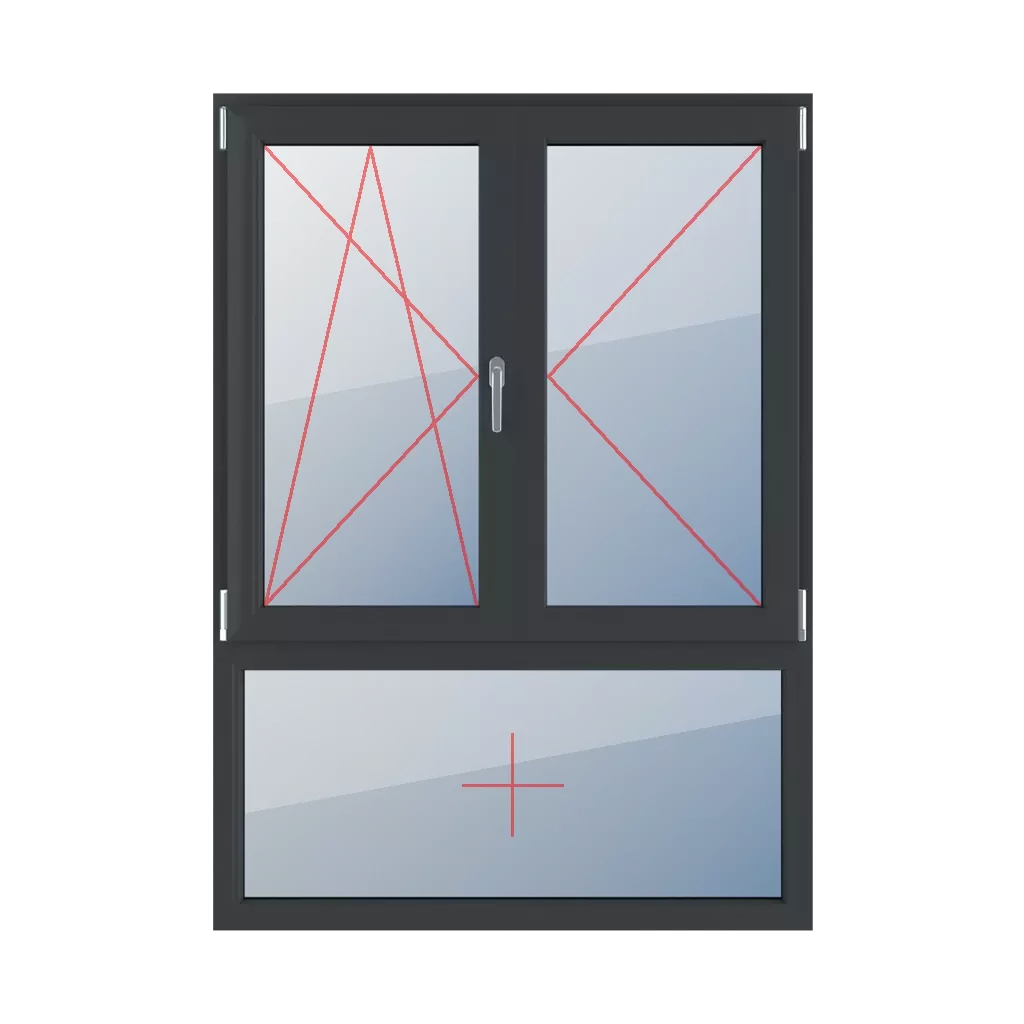 Left-hand turn-tilt, right-hand turn, movable mullion, fixed glazing in the frame windows window-types triple-leaf 70-30-asymmetrical-vertical-division-with-a-movable-post  