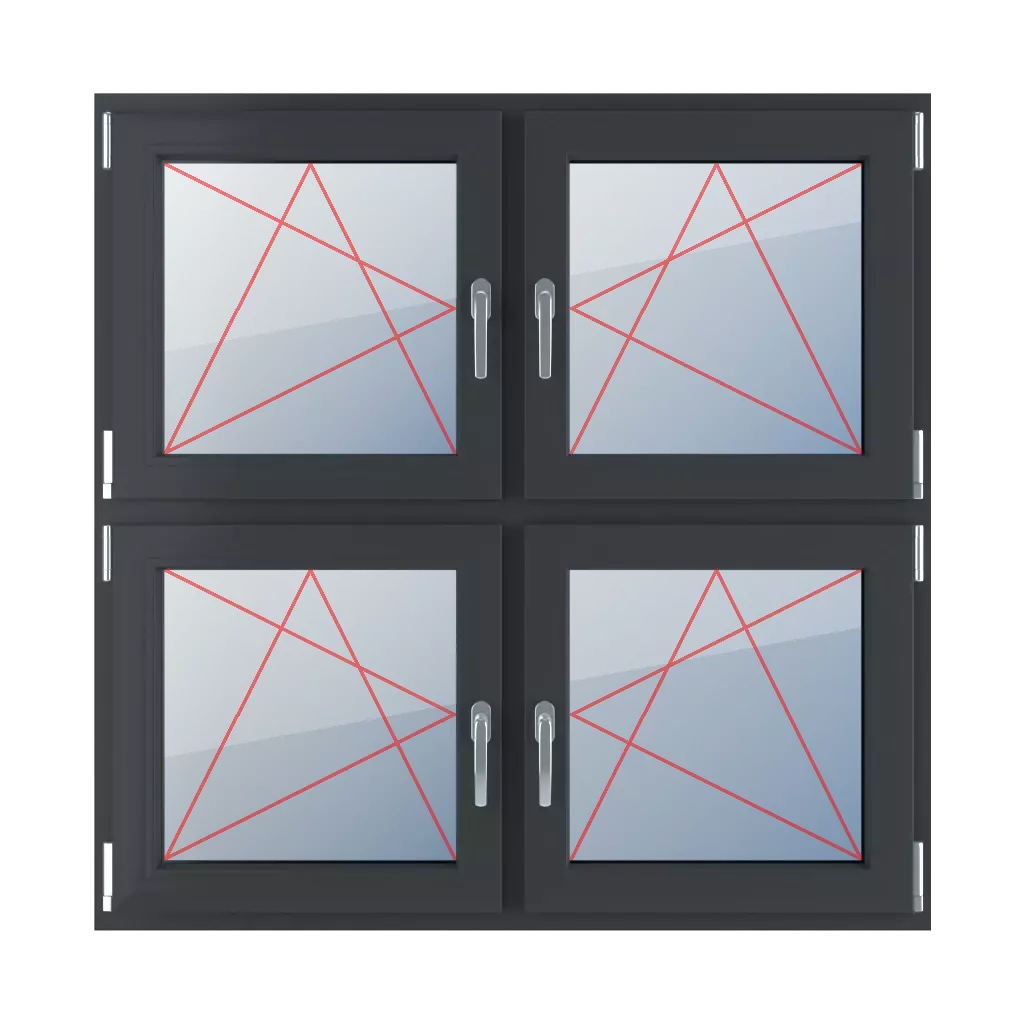 Tilt & turn left, right turn & tilt windows window-types four-leaf symmetrical-division-horizontal-50-50  